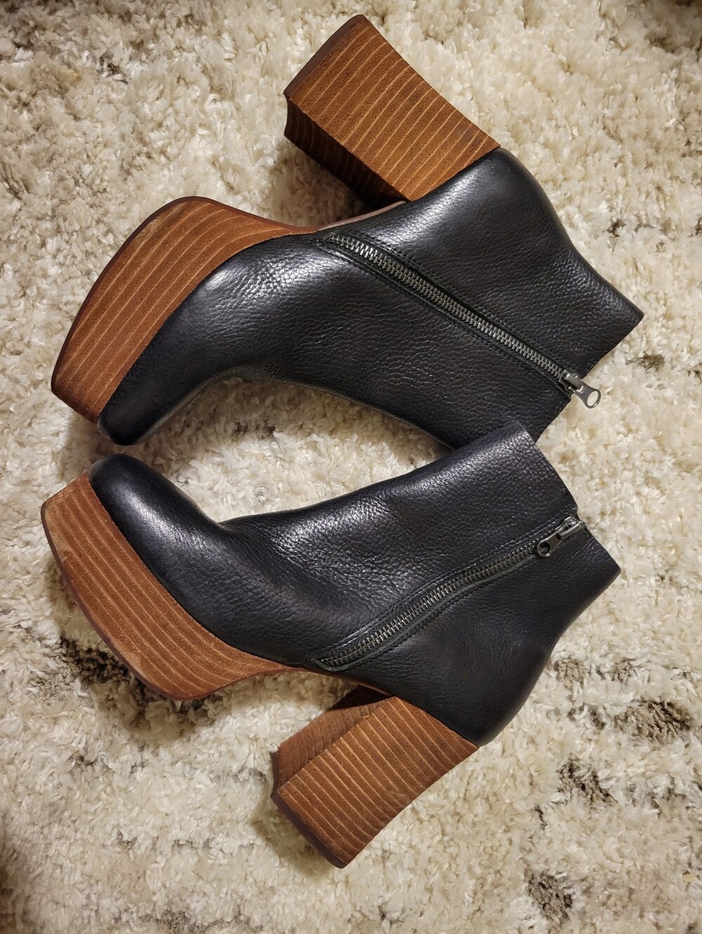 Korke -Ease Baylie Black Leather Platform Ankle Boots Size 7.5 - Picture 2 of 11